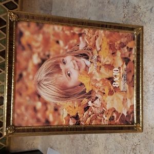 Vintage gold with walnut inlay 8"x10" easel frame